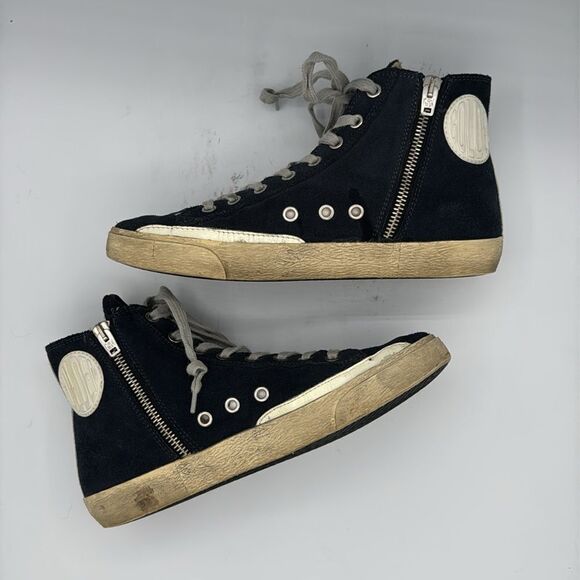 Golden Goose Deluxe Brand Francy High-Top Sneakers DU size 37/ US 7 Navy - Picture 8 of 13
